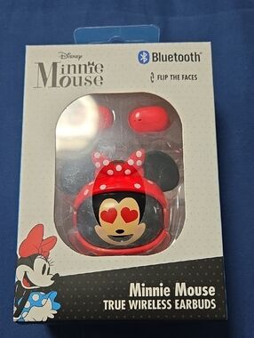 Disney Minnie Mouse Red and Black Bluetooth Earbuds with Polka Dot Bow